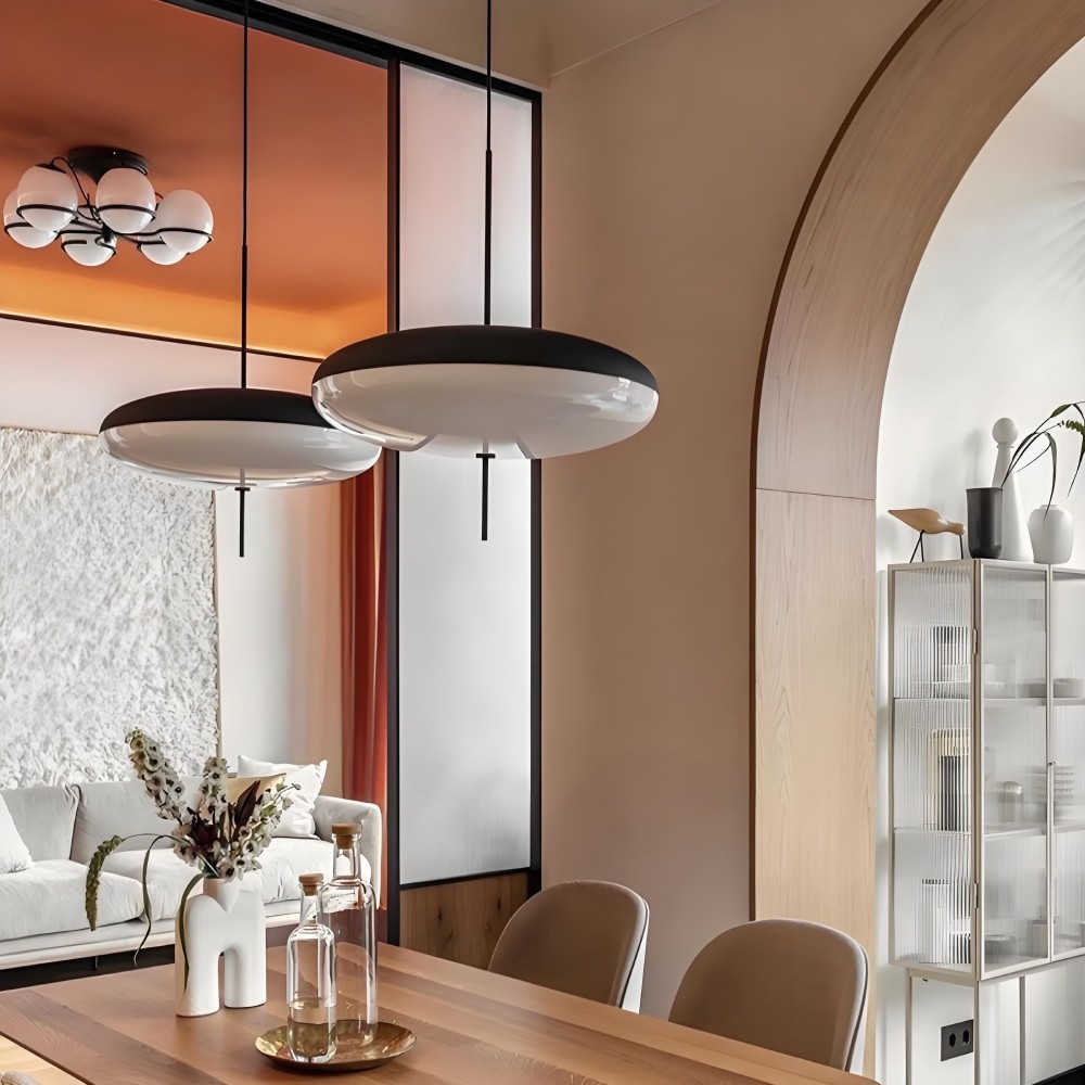 Minimalist Model 2065 Pendant Lamp - Oval Acrylic Lighting for Dining Room and Living Spaces