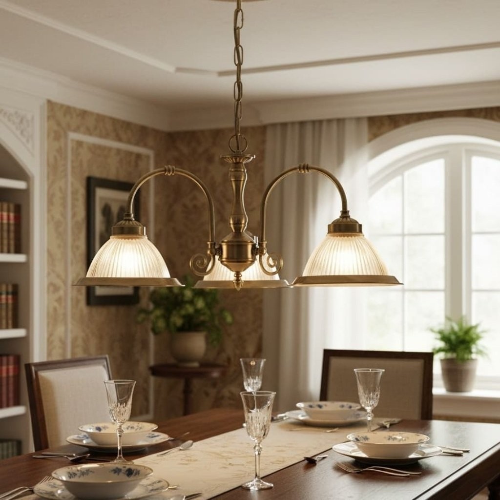 TF Vintora Ribbed Glass Pendant Light - Elegant Metal Trim for Kitchens, Dining Areas and Hallways K1994