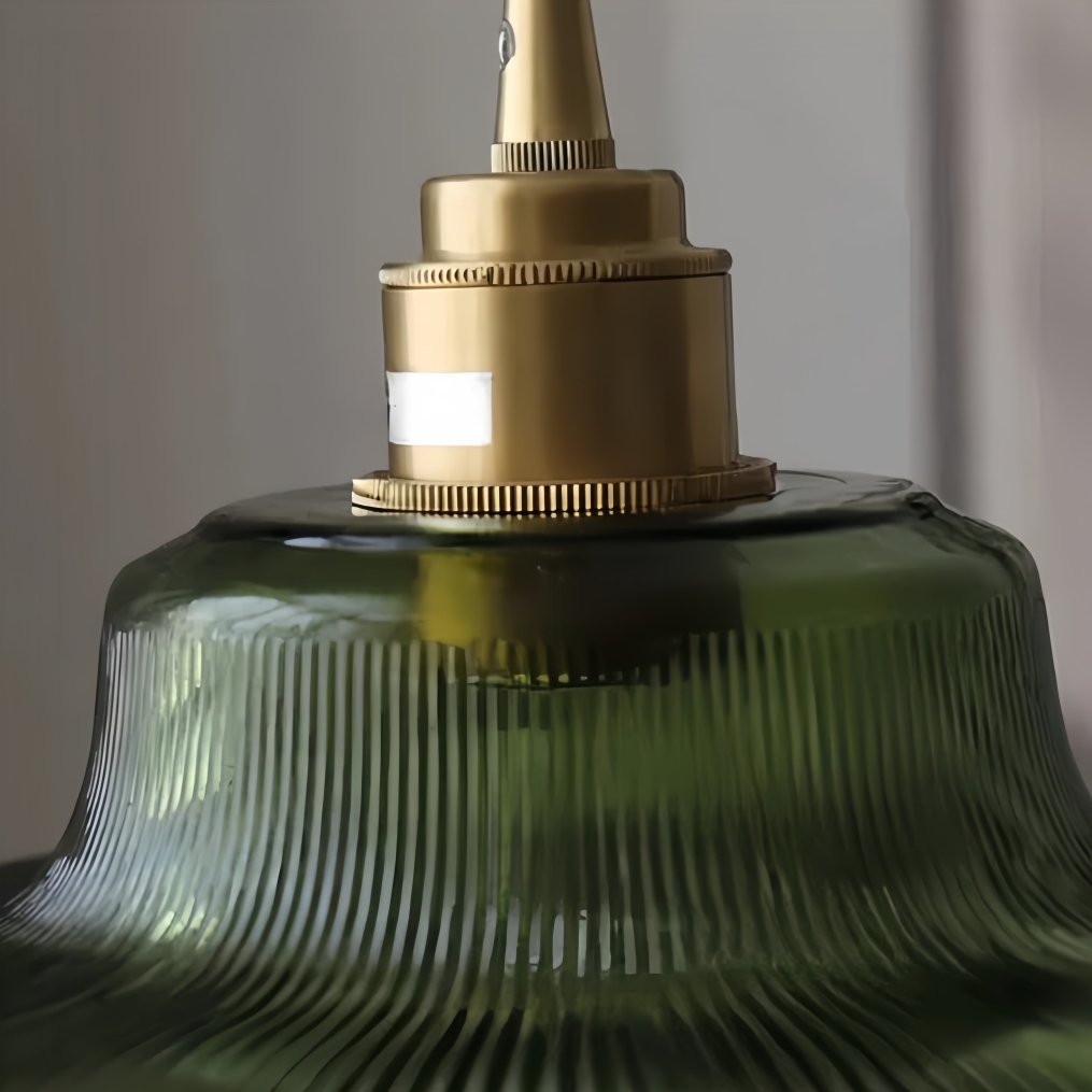 Ribilux Ribbed Pendant Light - Vintage Glass and Metal for Kitchen and Dining Room K2280