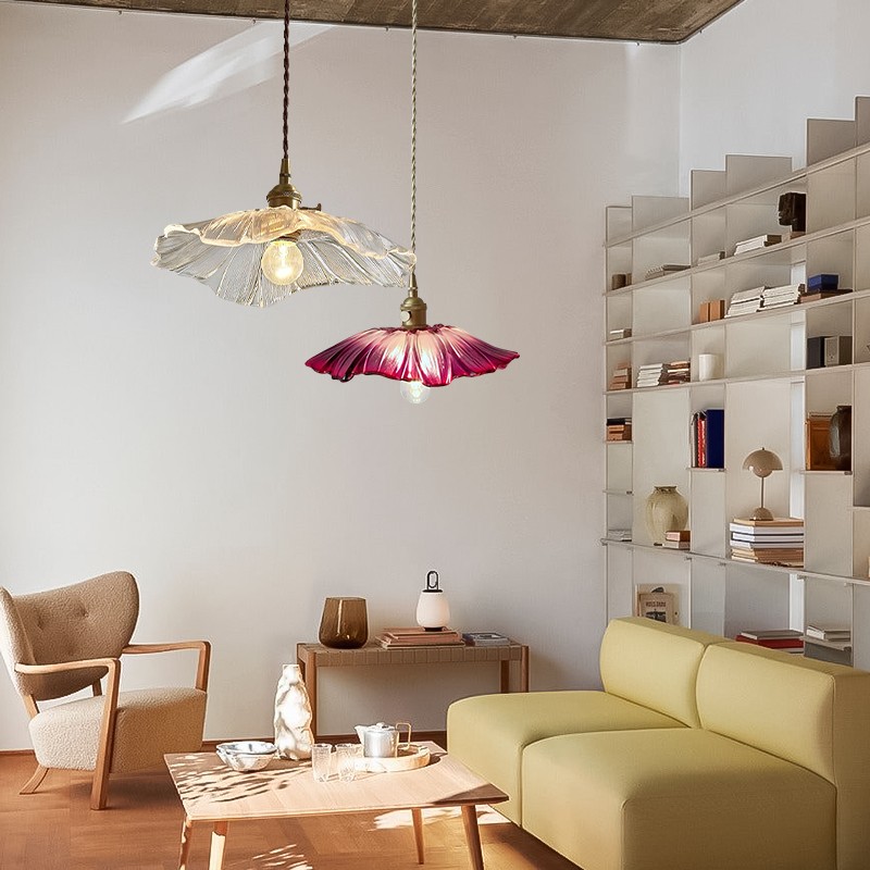 Lotus Retro Glass Pendant Light For Kitchen