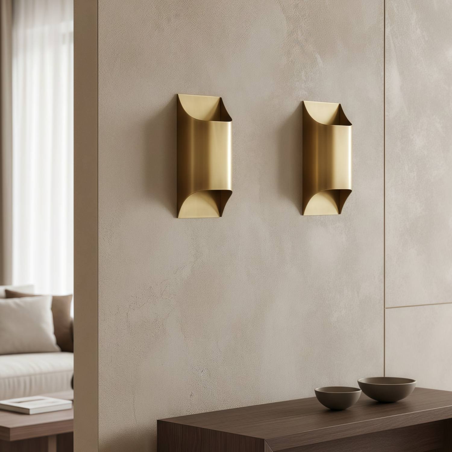 Sconique Stylish Brass Wall Sconce - Minimal Design Architectural Profile Sconce for Foyer K2263