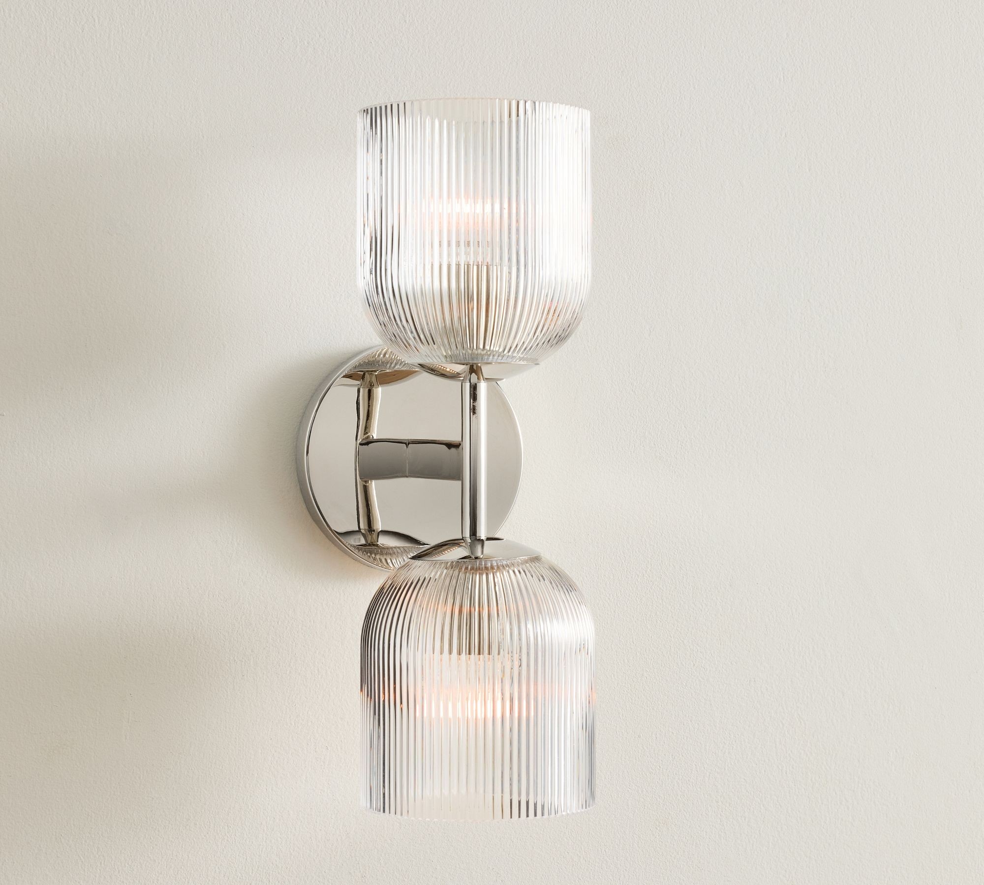 Bravira Ribbed Glass Wall Sconce - Wall Light for Living Room and Hallway K1326