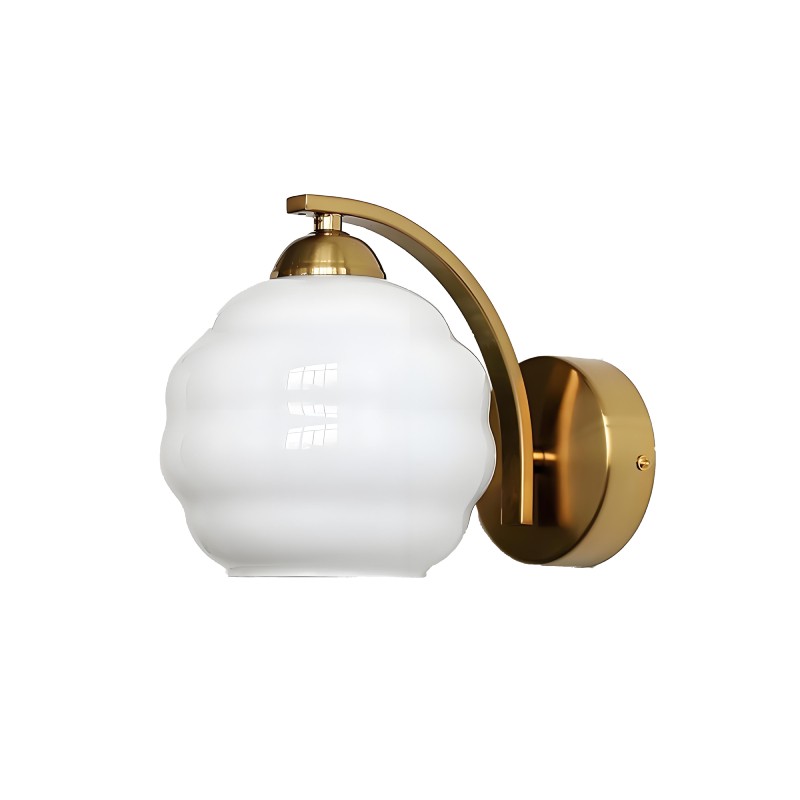 Antique Milk Glass Gold Bathroom Wall Sconce K165