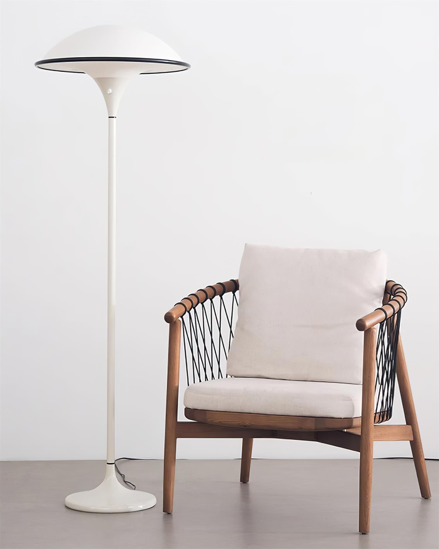 Danish Retro White Flying Saucer Floor Lamp K393