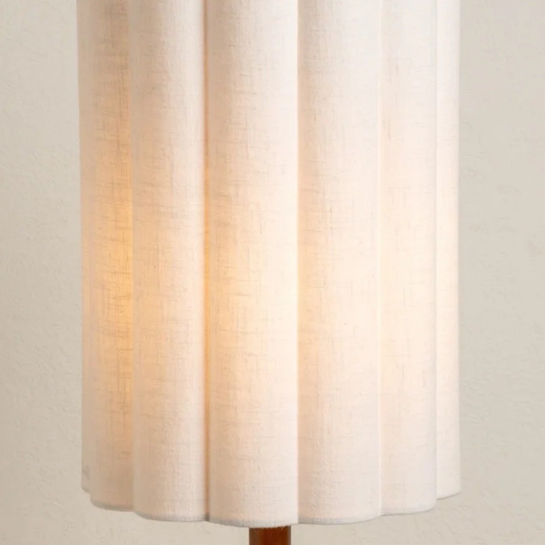 Linbron Table Lamp - Modern Fabric Shade with Wood Base for Bedroom and Living Room K1678