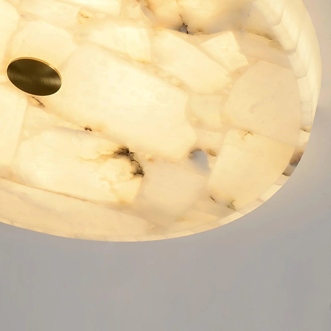 AlbaSphere Modern Round Ultra Thin Ceiling Lamp - Alabaster Contemporary Home Lighting K2319