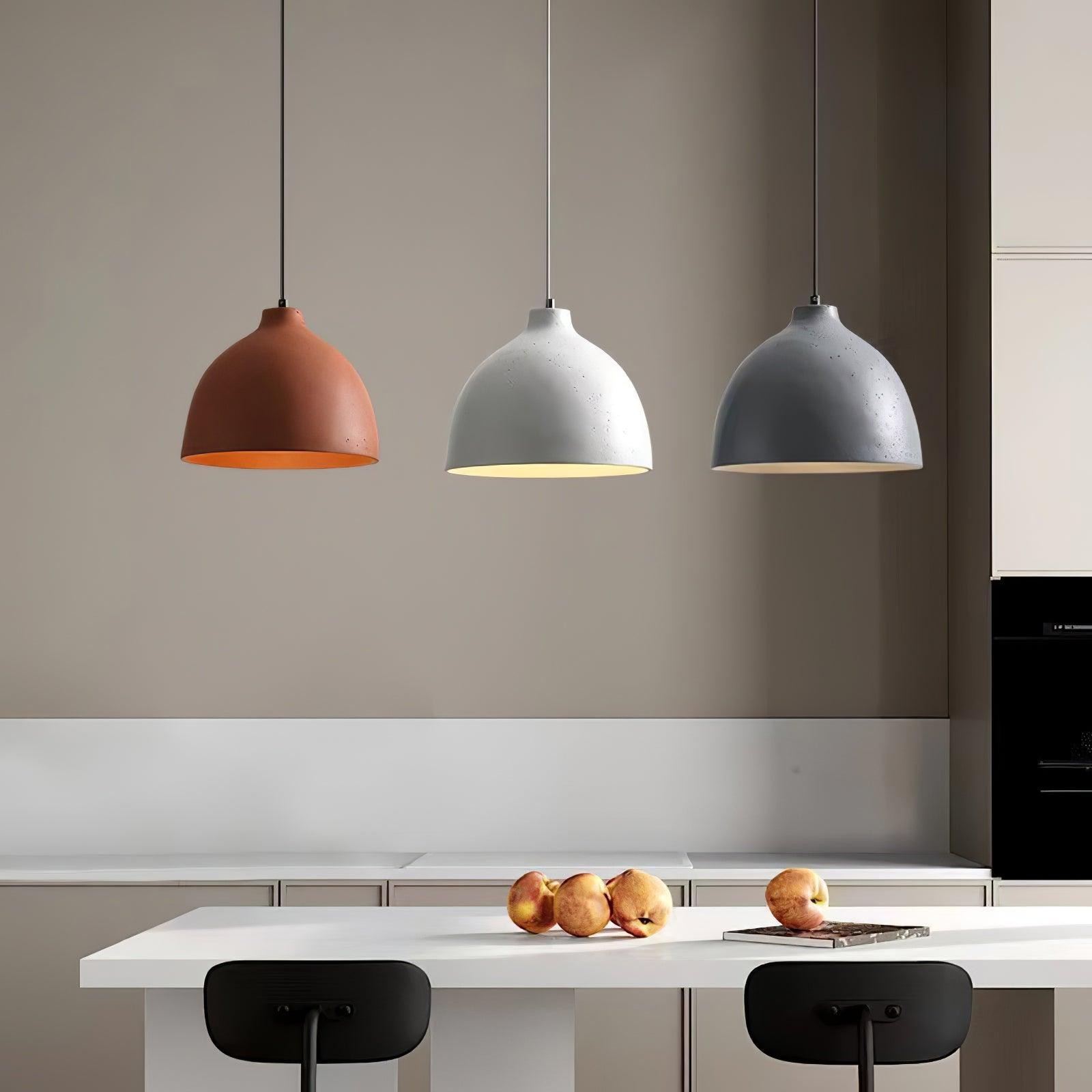 Modern Minimalist Industrial Resin Bowl LED Pendant Light K620