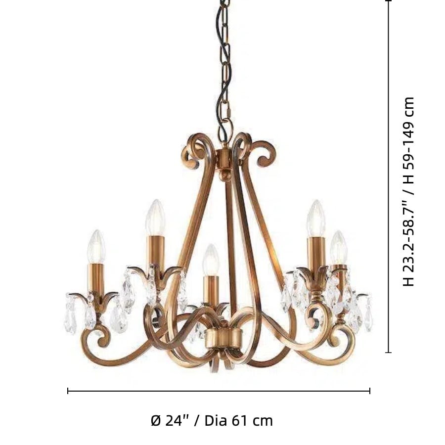 Talonis Crystal Chandelier - Traditional Candle-Style Brass and Nickel for Living Room and Dining Room K1930