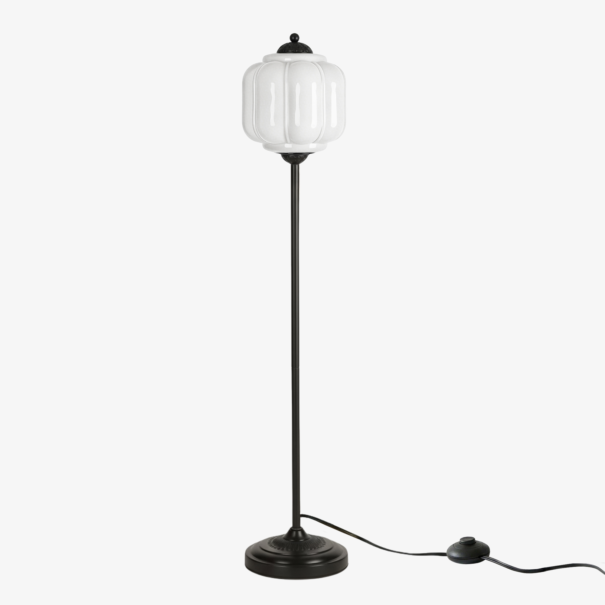 Eloise Handcrafted Retro Glass Floor Lamp - Lantern Form Floor Light for Reading Corners K2345