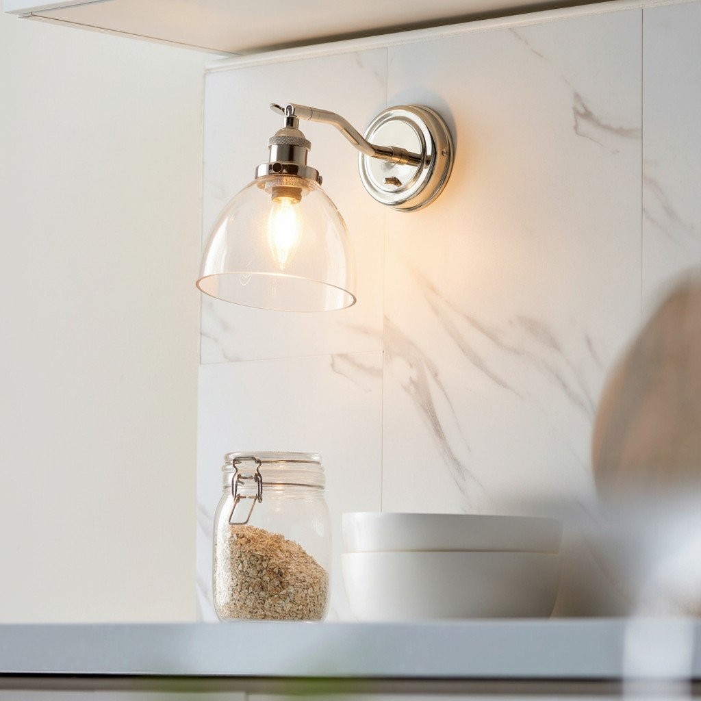 Novera Wall Light Collection - Glass Shade Finishes in Brass Silver Nickel Copper – Residential and Boutique Hospitality K1805
