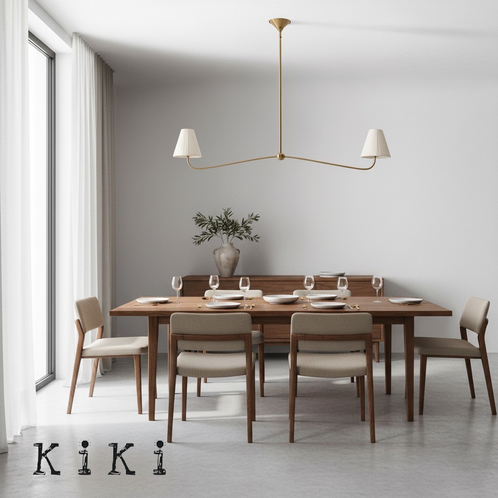 Fibura Modern Multi-Light Chandelier – Sleek 2 or 6-Light Design with Linen Shades K1407