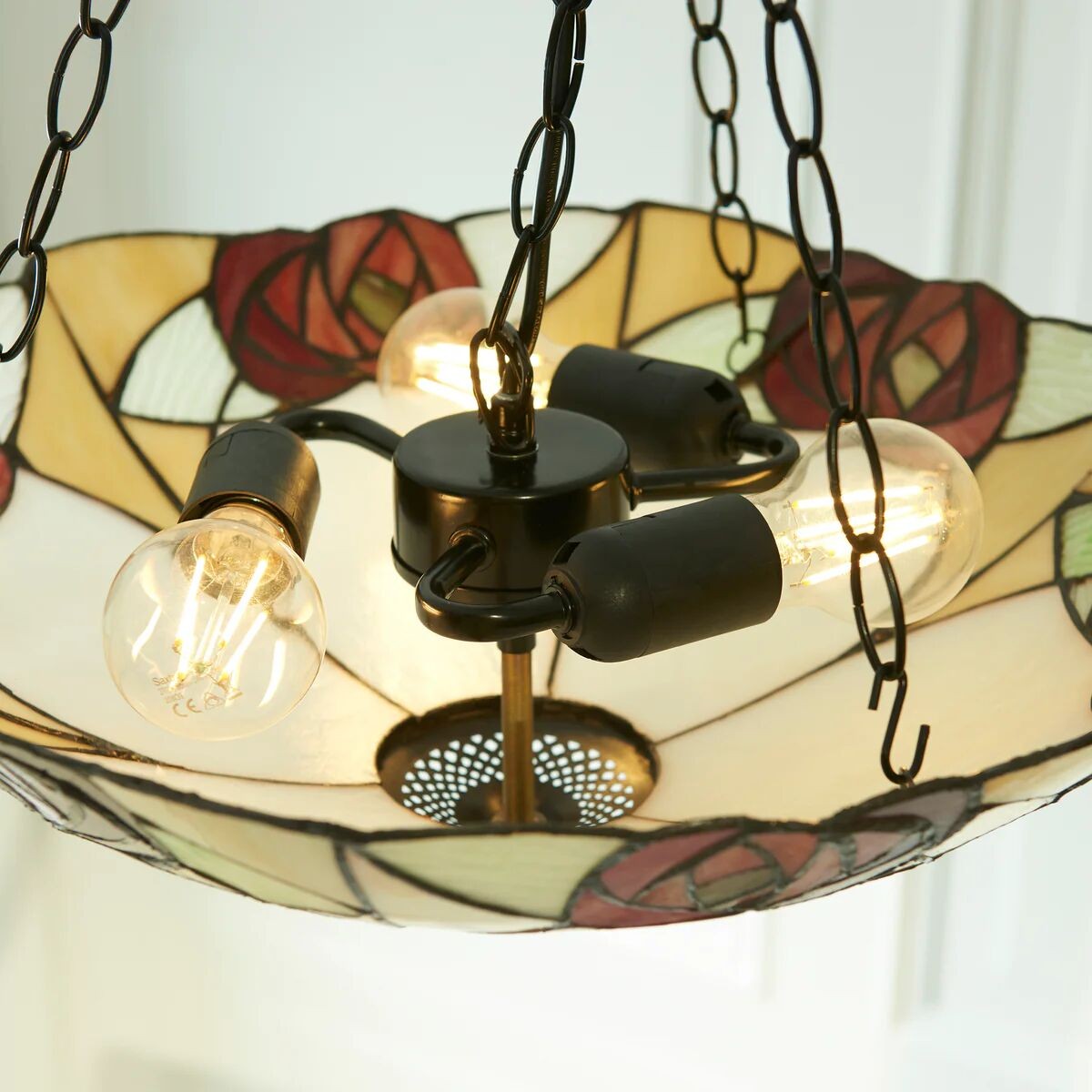 TF Ingram Handcrafted Stained Glass Ceiling Lamp - Vintage Art Deco Tiffany Light for Dining Room K1992