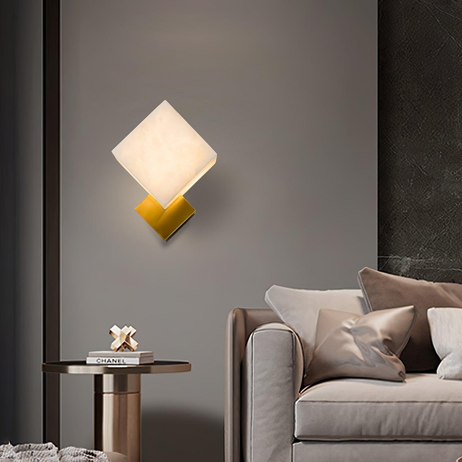 Block Alabaster Wall Sconce D387