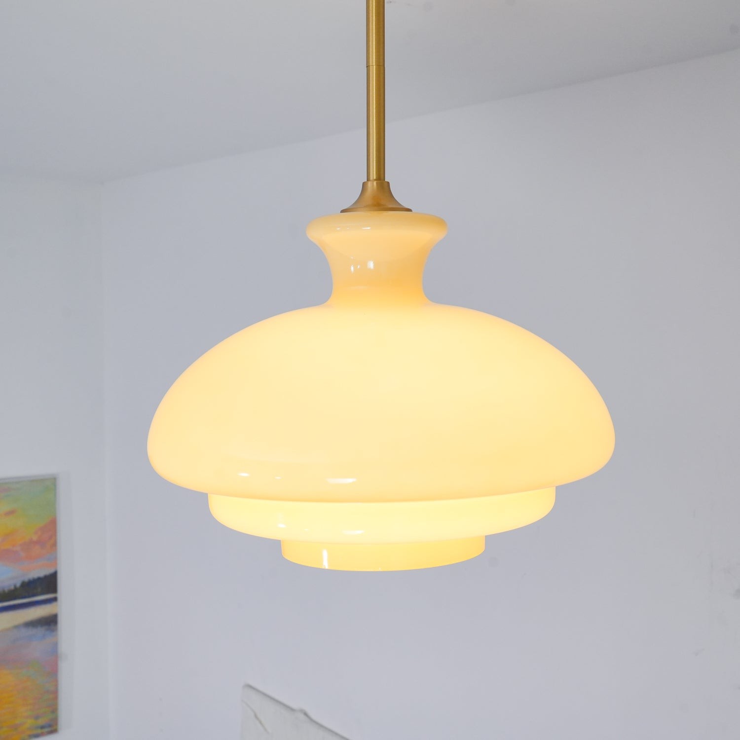 Round Yellow Stylish Simple Glass Pendant Lamp K573