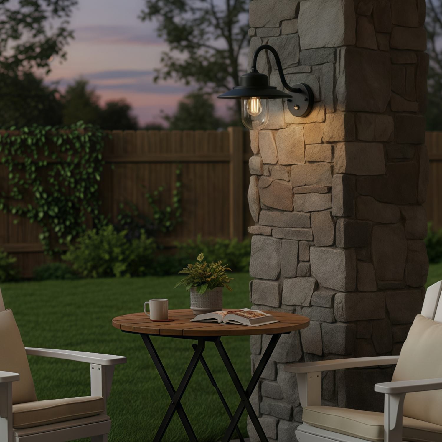 Trevanta Arched Arm Design Wall Light - Black Painted Sensor Lantern Style K1867
