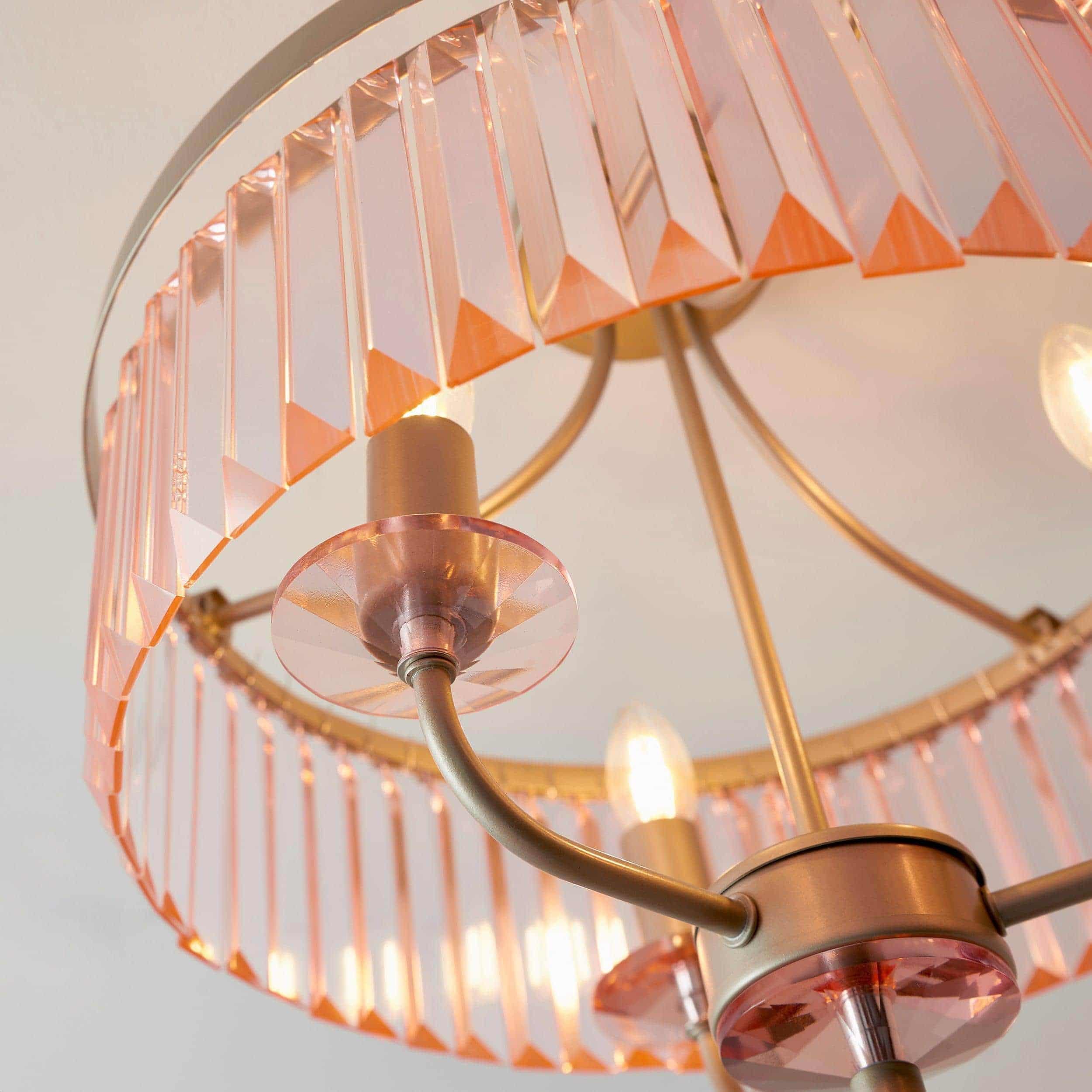 Beveline 3 Light Round Semi Flush - Faceted Cut Glass Shade Metal Finish for Hallways and Bedrooms K1849