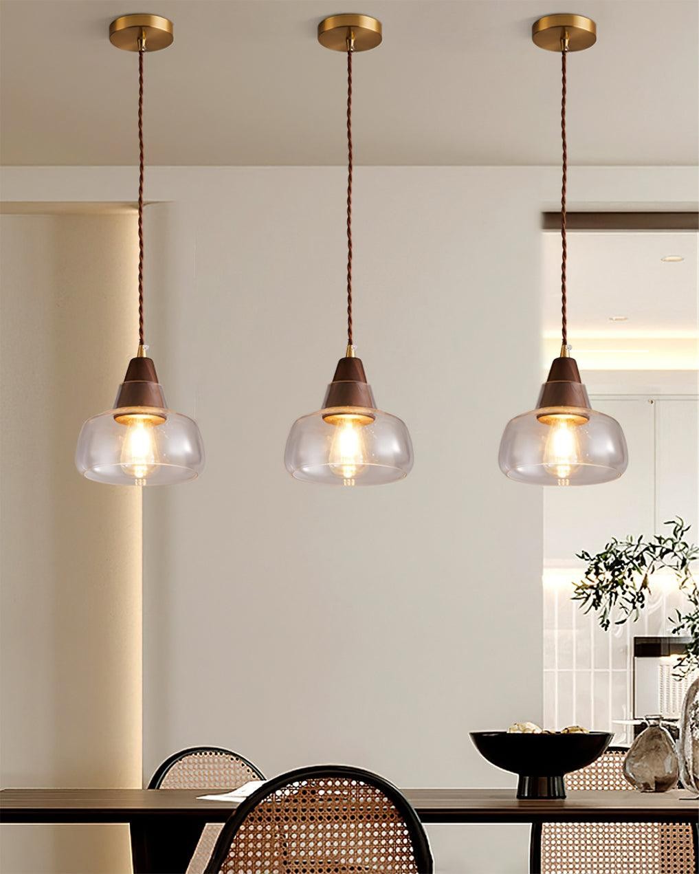 Walnut Glass Pendant Lamp K764