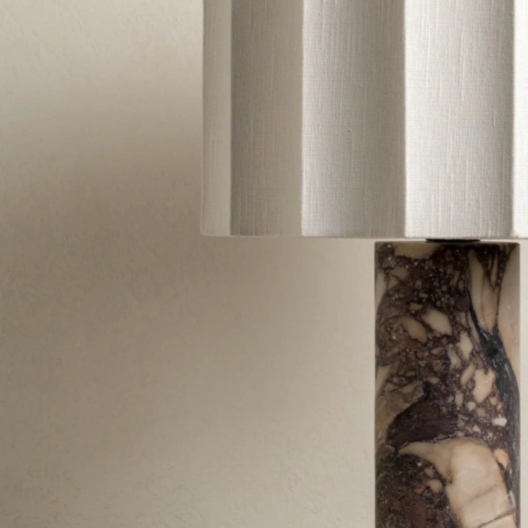 Cavilon Soft Ambient Table Lamp - Stylish Fan Shaped Shade with Marble Base K2053