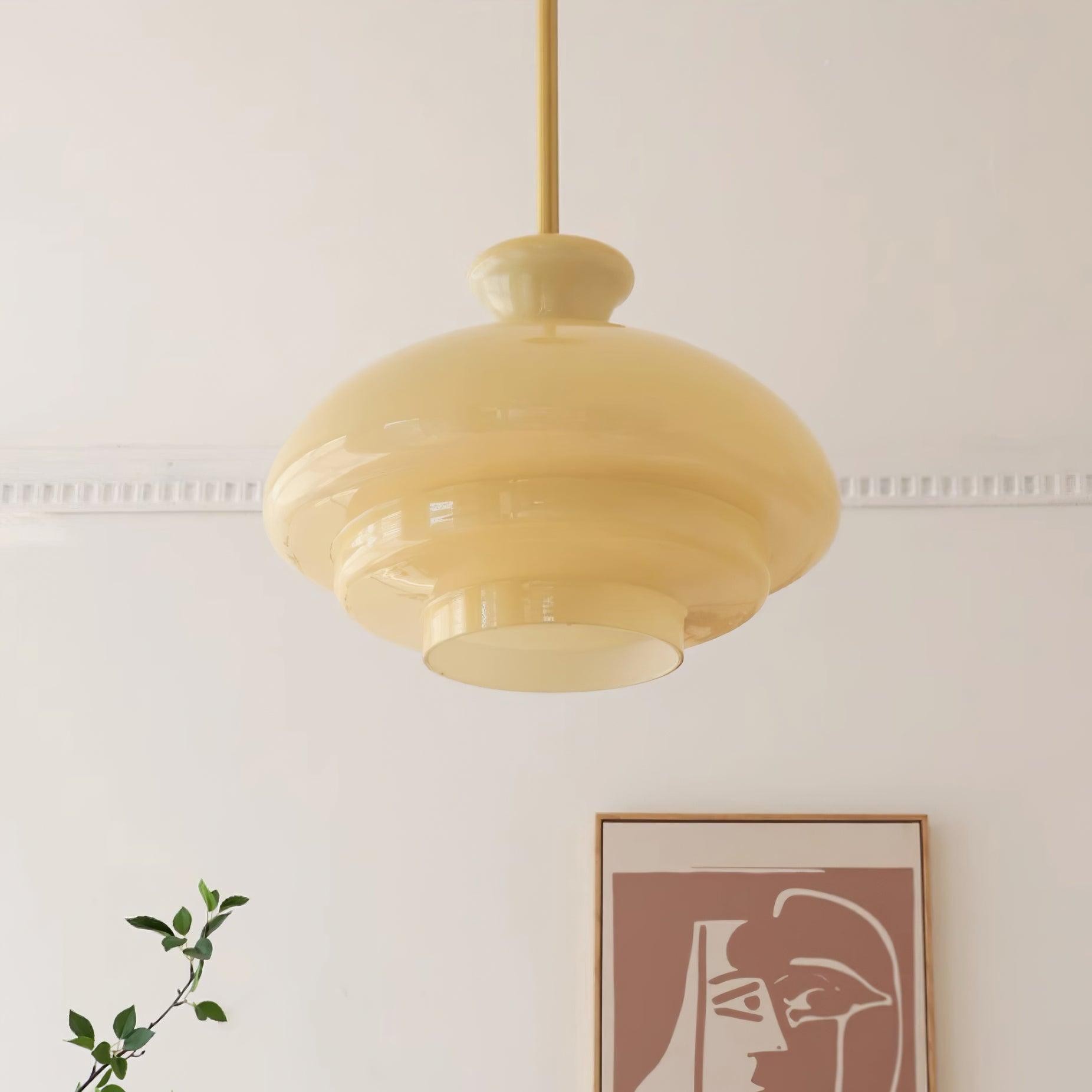 Round Yellow Stylish Simple Glass Pendant Lamp K573