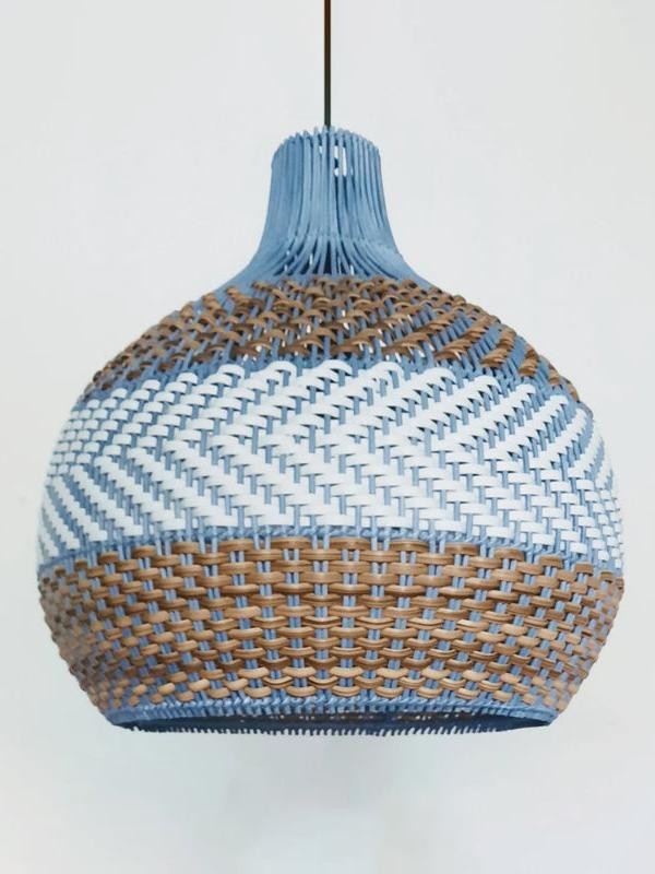 Handwoven Blue Rattan Pendant Light K1207