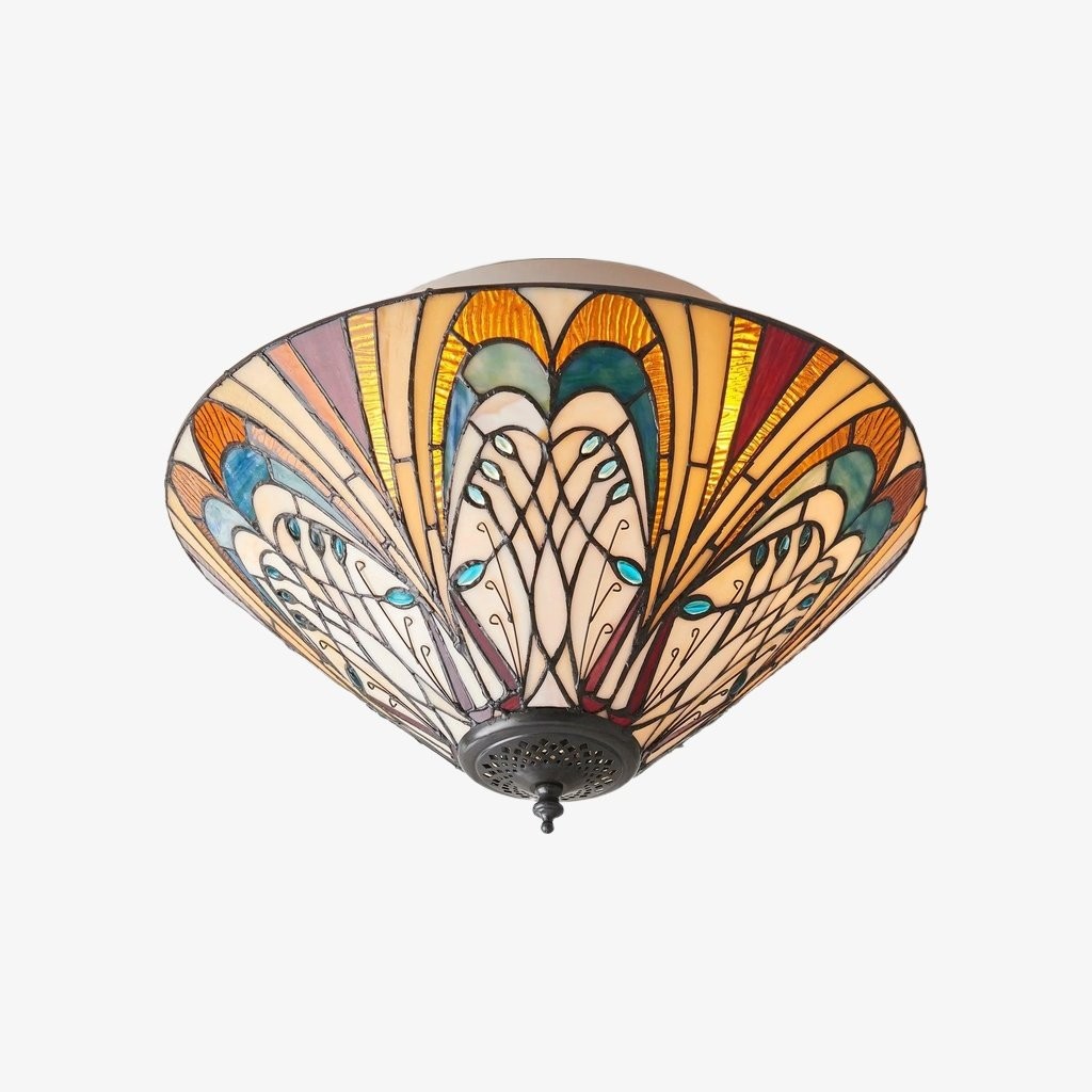 TF Hector Ceiling Light - Handcrafted Stained Glass Design Semi‑Flush or Pendant Fixture for Home K1990