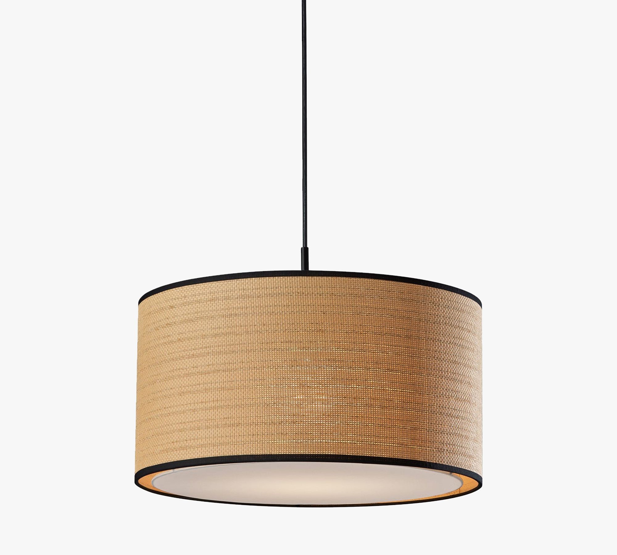 Dumora Fabric Drum Shade Pendant Light - Linen Design Hanging Light K1419
