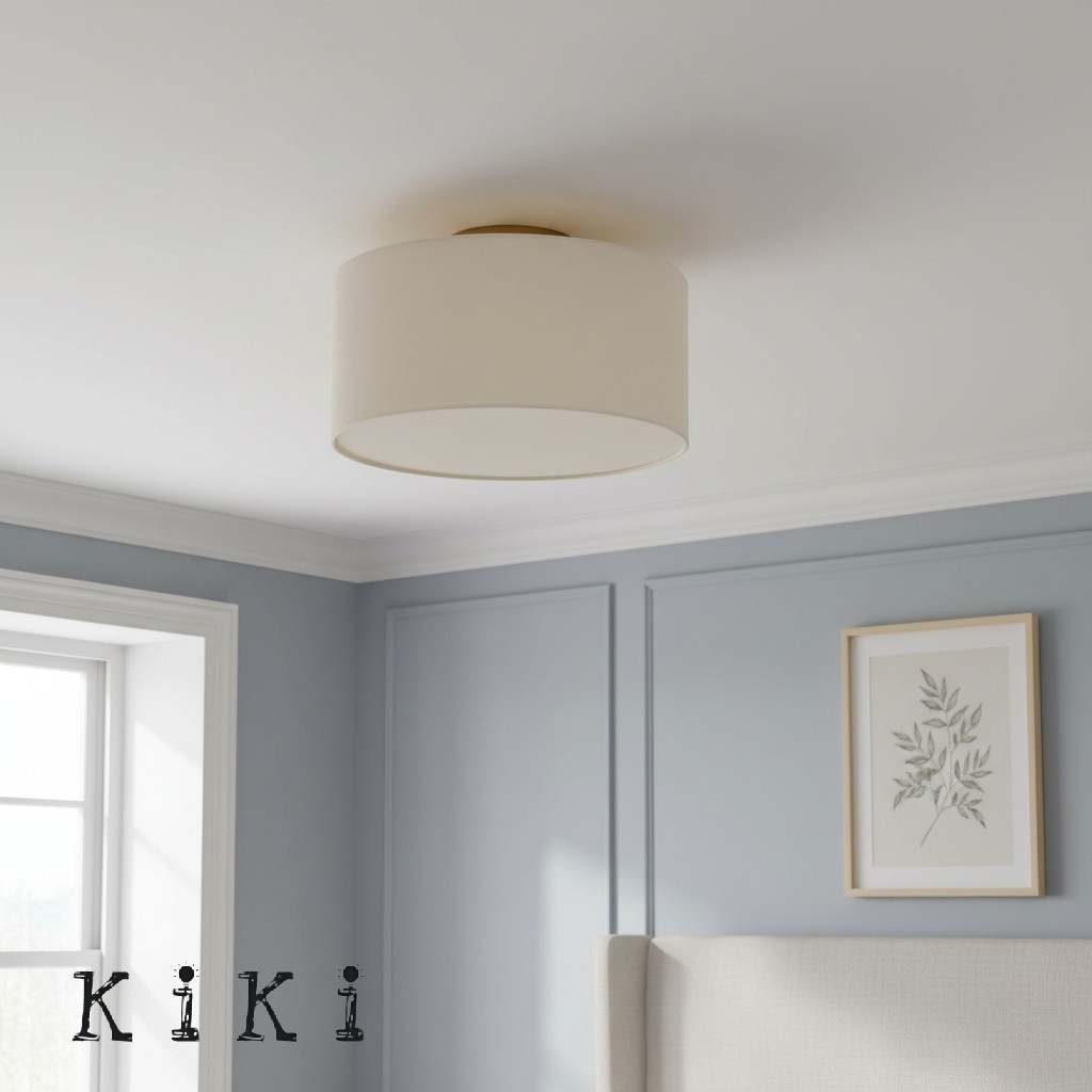 Jelvane Modern Fabric Shade Flushmount – Elegant Drum Ceiling Light for Any Room K1148