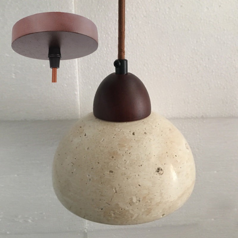 Traditional Japanese Travertine Wood Pendant Lamp K723