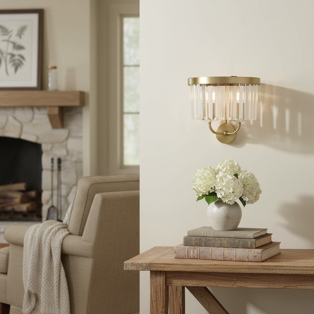 Beveline Faceted Clear Cut Glass Wall Light - Classic Metal Sconce for Hallway and Living Room K1853