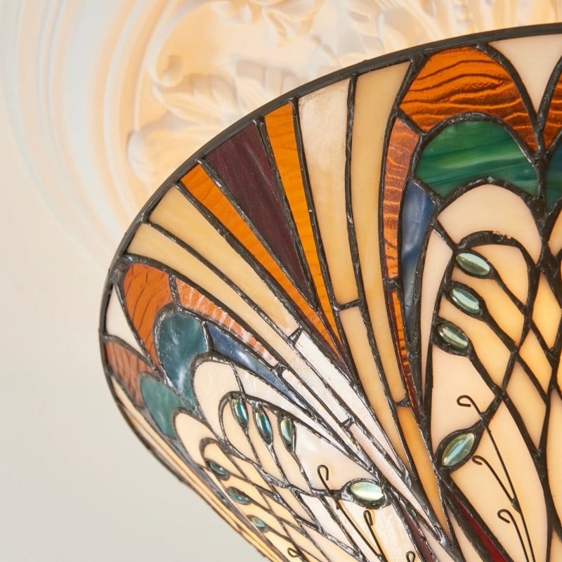 TF Hector Ceiling Light - Handcrafted Stained Glass Design Semi‑Flush or Pendant Fixture for Home K1990