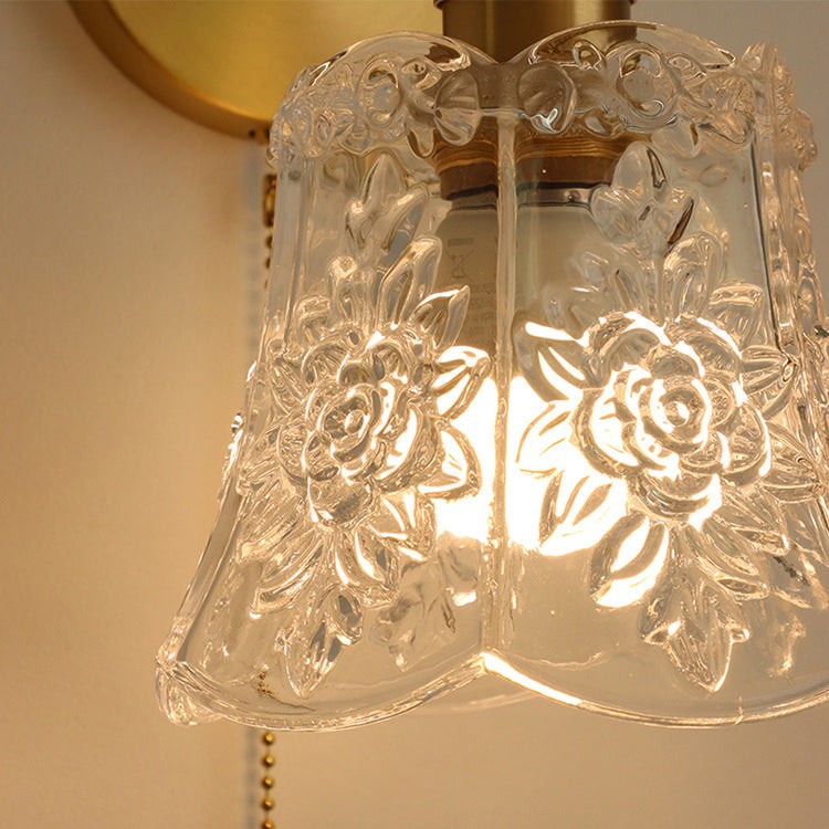Traditional Japanese Brass Walnut Glass Ceramic Cylinder Conic Flower Bowl 1-Light Pendant Light For Dining Room K1280