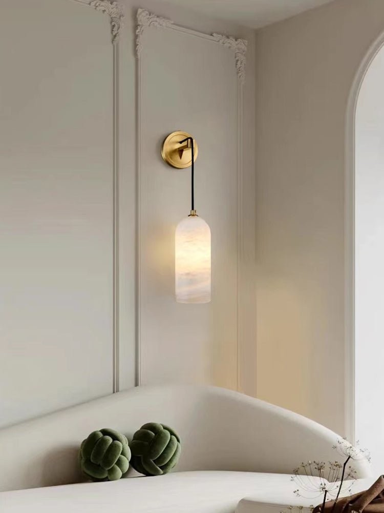 Modern Minimalist Copper Natural Marble Adjustable Wire Wall Lamp K527