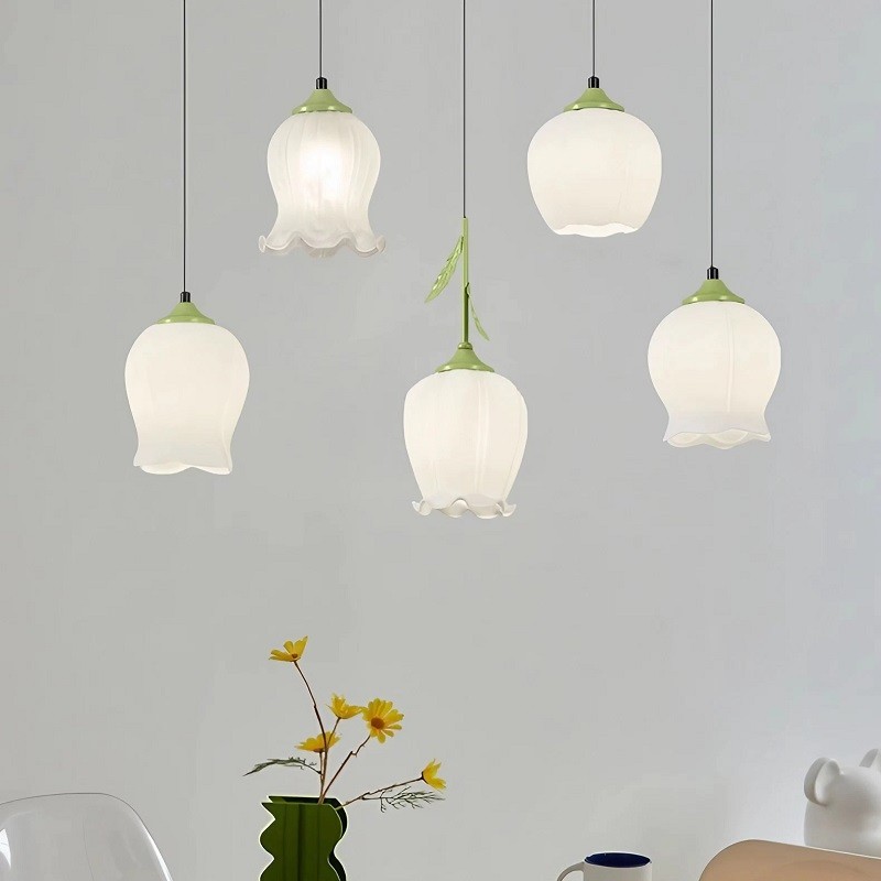 Flower Bud Milk Glass Pendant Light K14