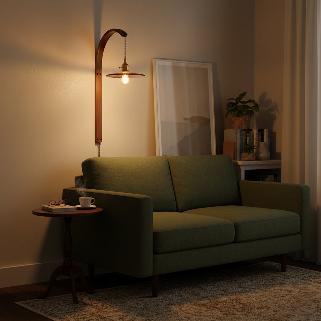 Curved Walnut Ceramic Plug-in Wall Light D498