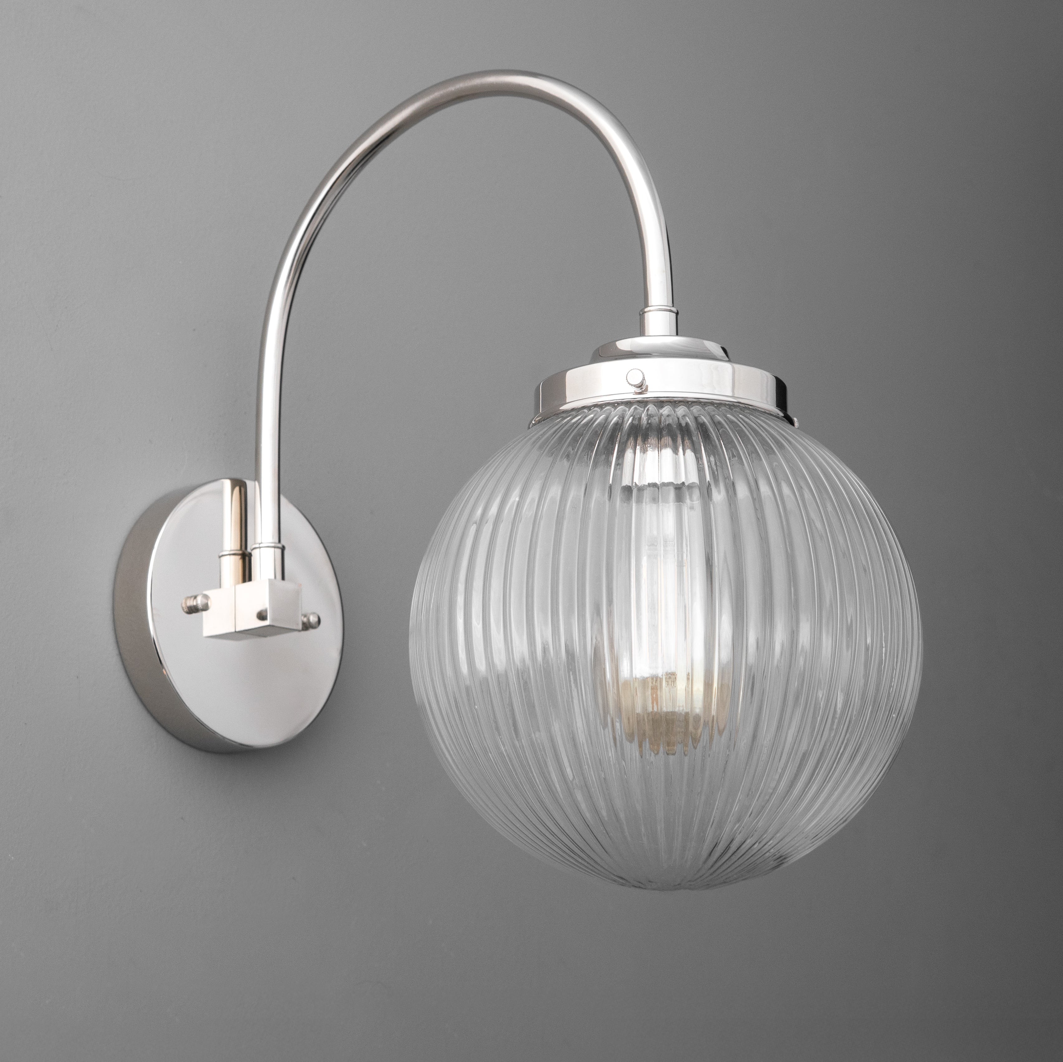 Glorica Glass Aged Brass Wall Sconce - Ribbed Glass Shade Industrial Style Lighting K1539