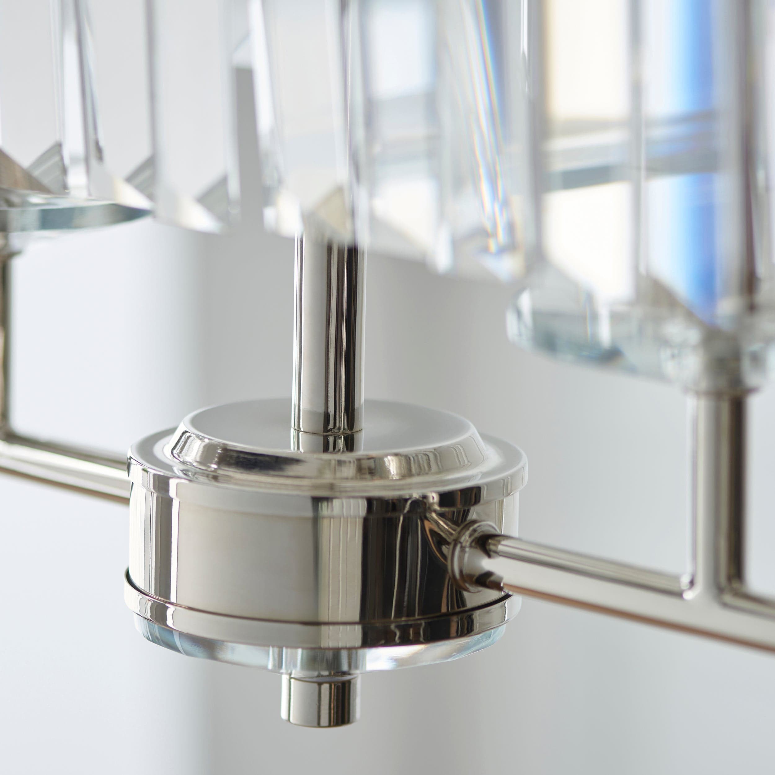 Beveline 4-Light Linear Ceiling Pendant With Cut Faceted Glass - Sleek Metal Frame For Dining K1825