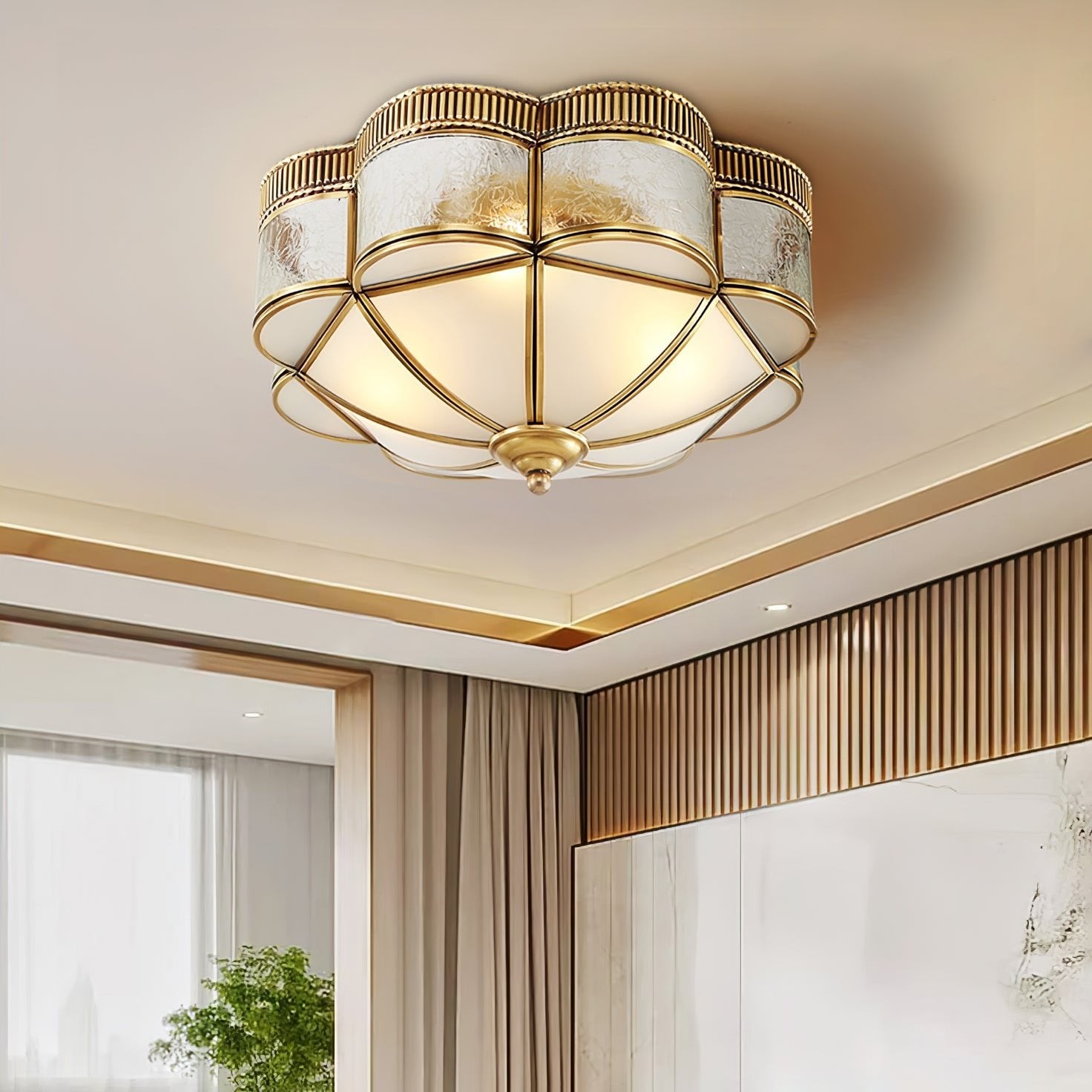 Brass Domed Flush Ceiling Lamp K274