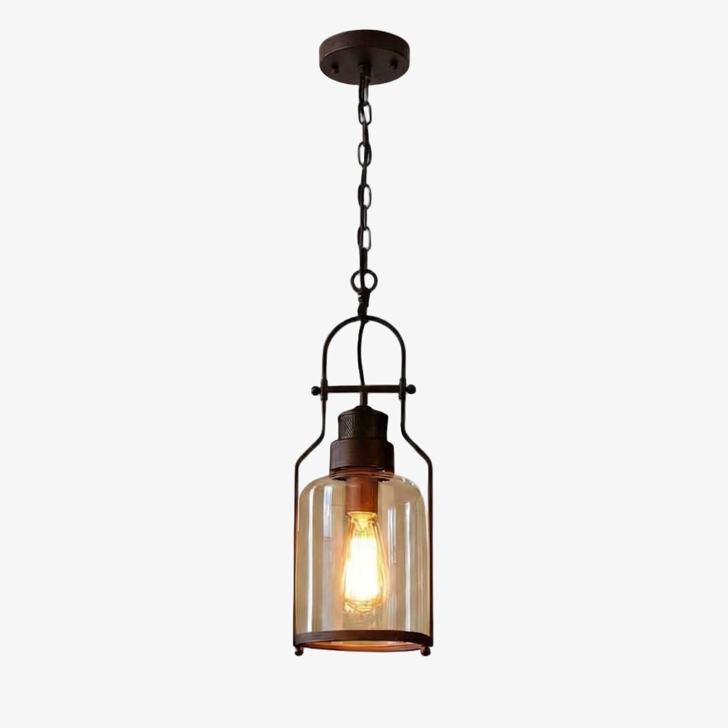 Lirra Retro Glass and Metal Hanging Lamp - Industrial Design for Dining K2234