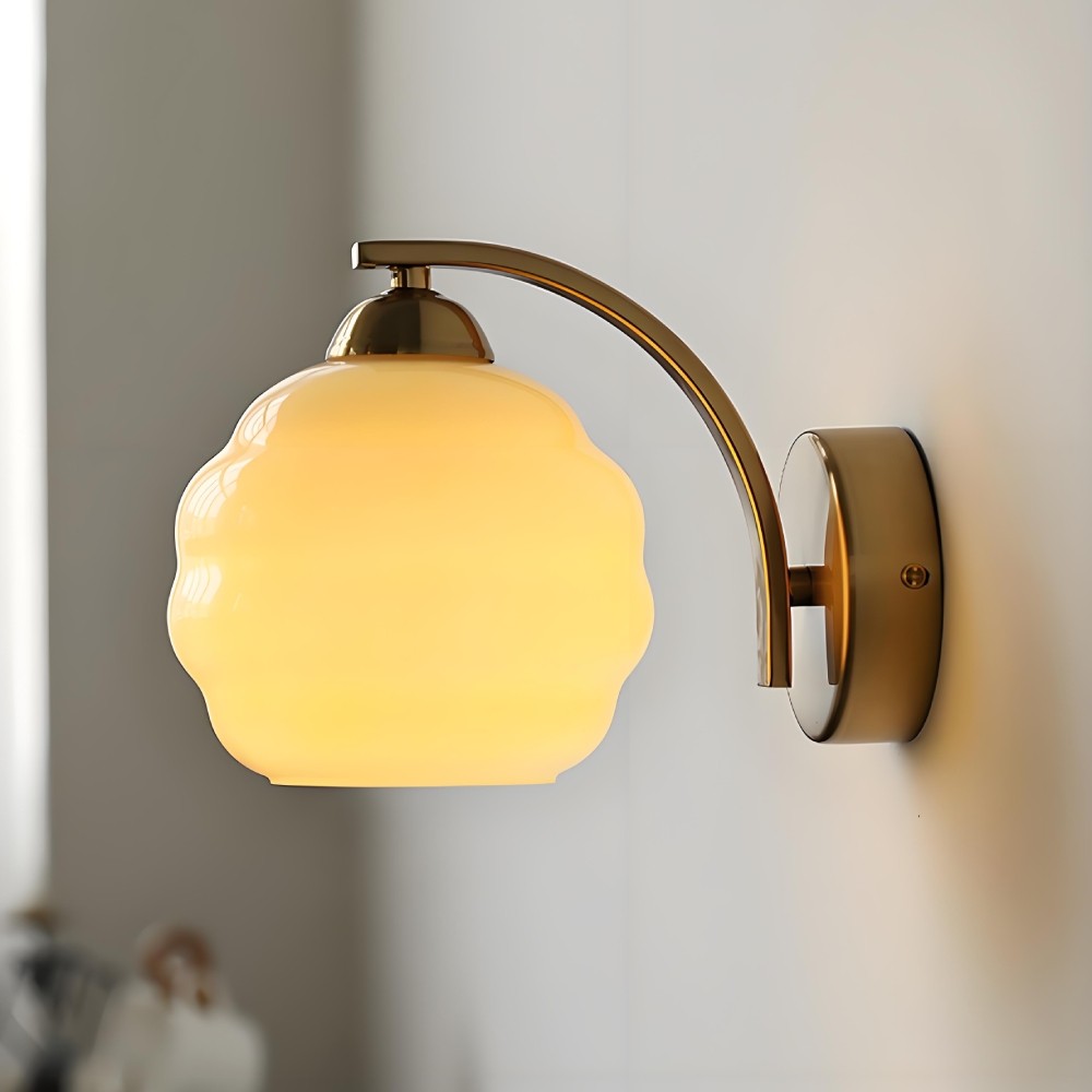 Antique Milk Glass Gold Bathroom Wall Sconce K165