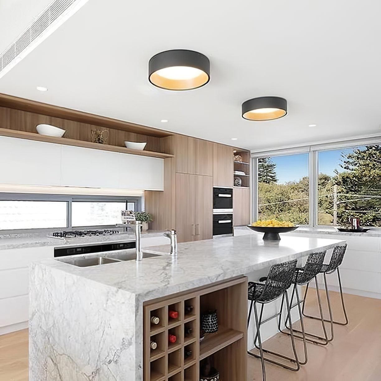 Japanese Minimalist Creative Wood Grain Round LED Ceiling Lamp K647