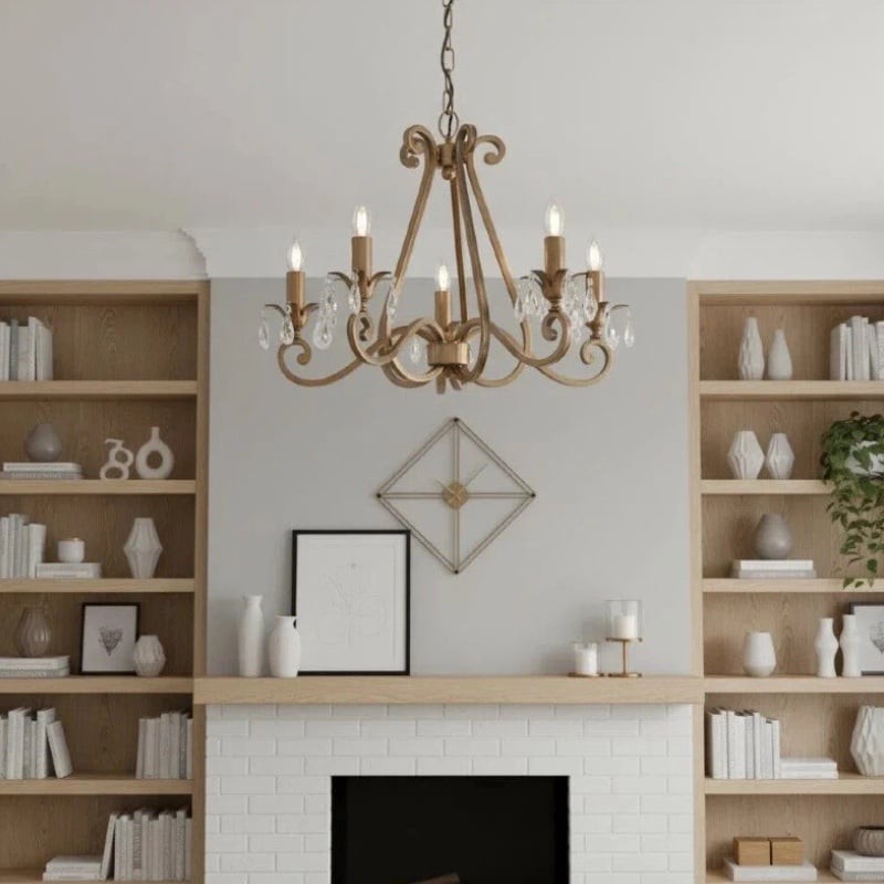Talonis Crystal Chandelier - Traditional Candle-Style Brass and Nickel for Living Room and Dining Room K1930