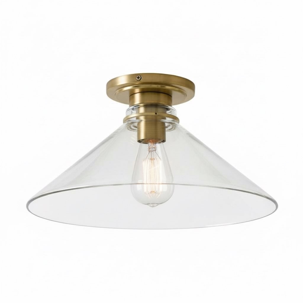Aurenza Simple Flush Mount – Metal and Glass Ceiling Light for Any Room K1138