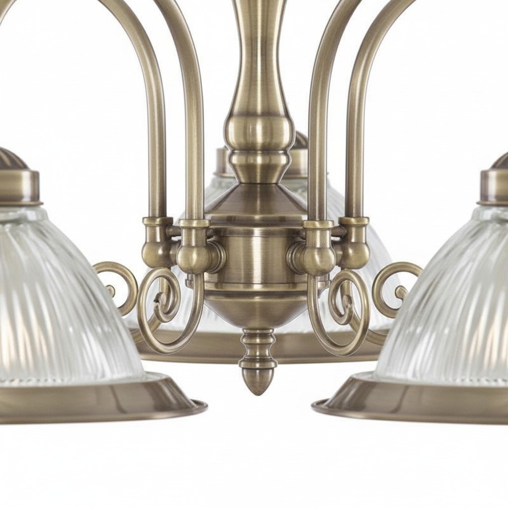 TF Vintora Ribbed Glass Pendant Light - Elegant Metal Trim for Kitchens, Dining Areas and Hallways K1994