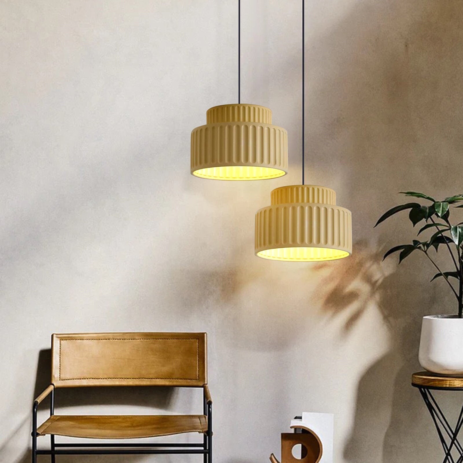 Nordic Cream Style Resin Bowl Pendant Light K177