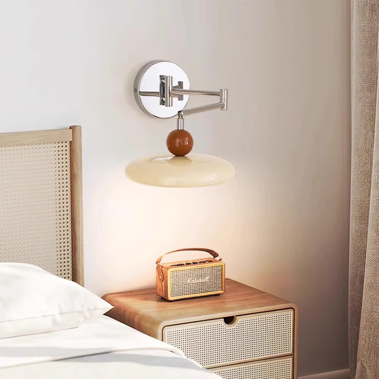 Cream Style Adjustable Swing Arm Disc Reading Wall Lamp K460