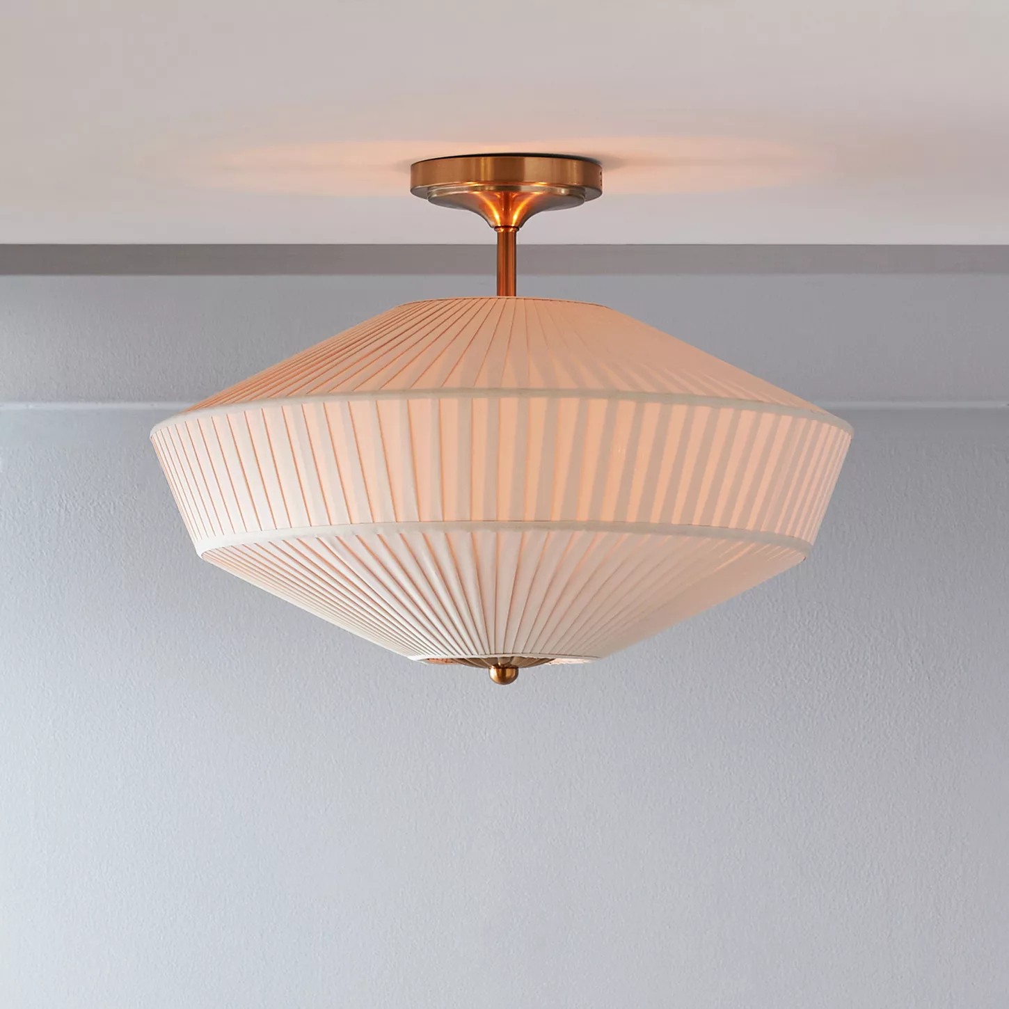 Elumina Elegant Silk Fabric Ceiling Light - Modern Antique Brass Fixture for Living Room K1189