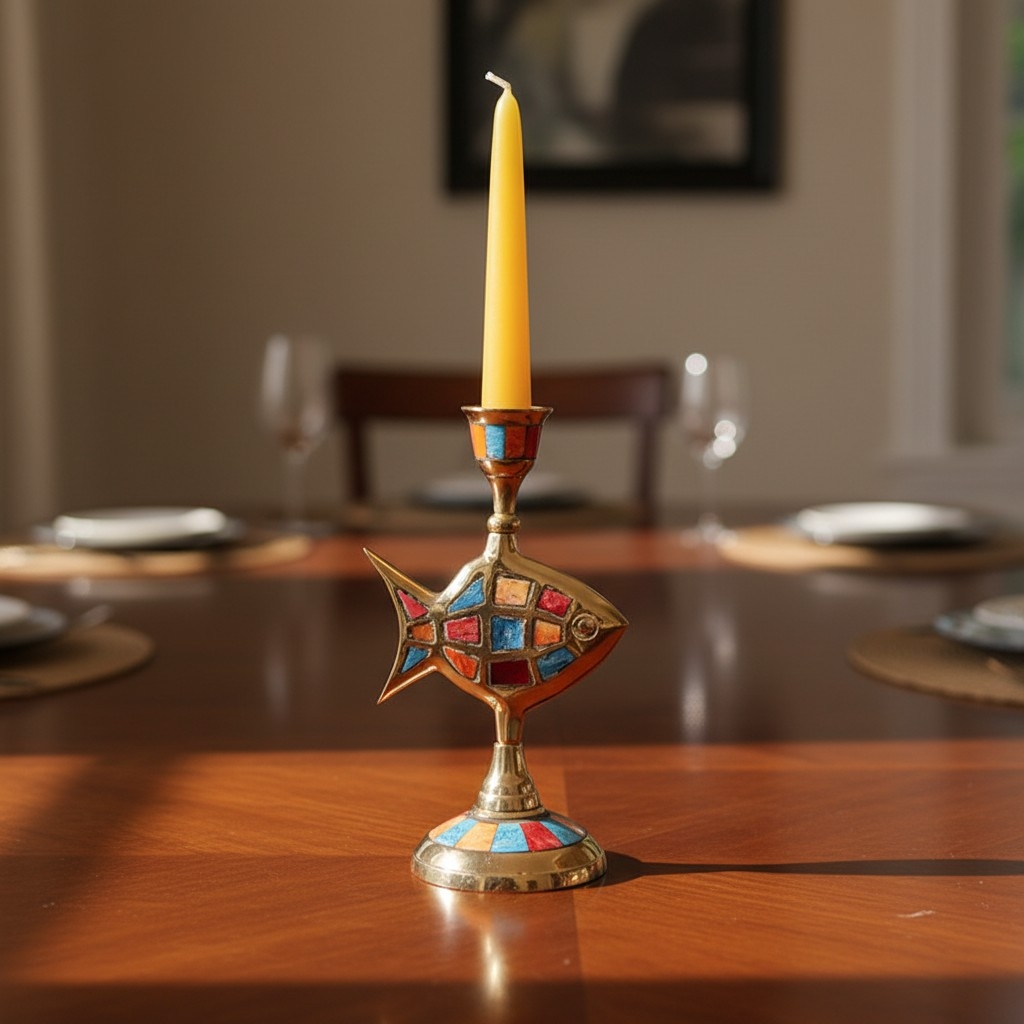 Ossik Veld Vintage Nordic Shell and Cow Bones Candle Holder for Dining Table K2363