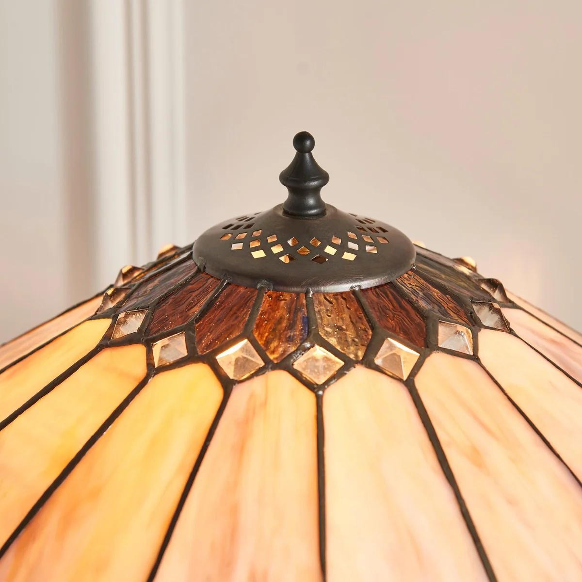 TF Brooklyn Tiffany Lamp Stained Glass Mosaic Table Lamp - Classic Art Deco Style for Living Room K1993