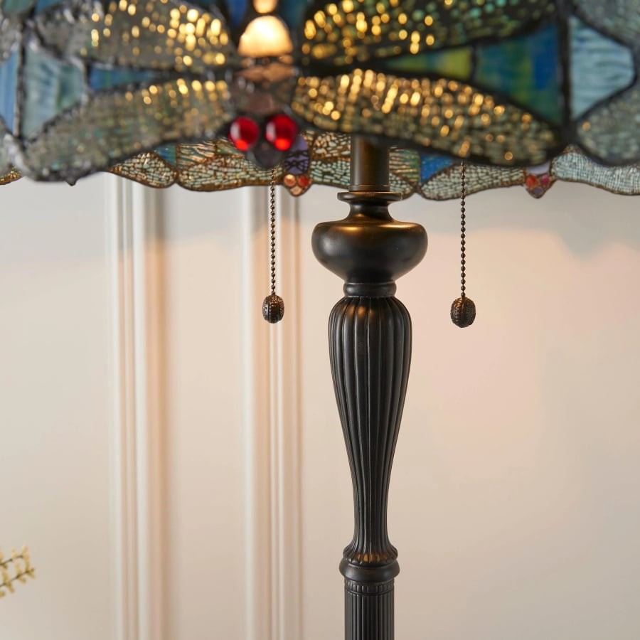 TiffStar Art Glass Floor Lamp with Ornamental Pattern Shade - Standing Light for Living Rooms K1911