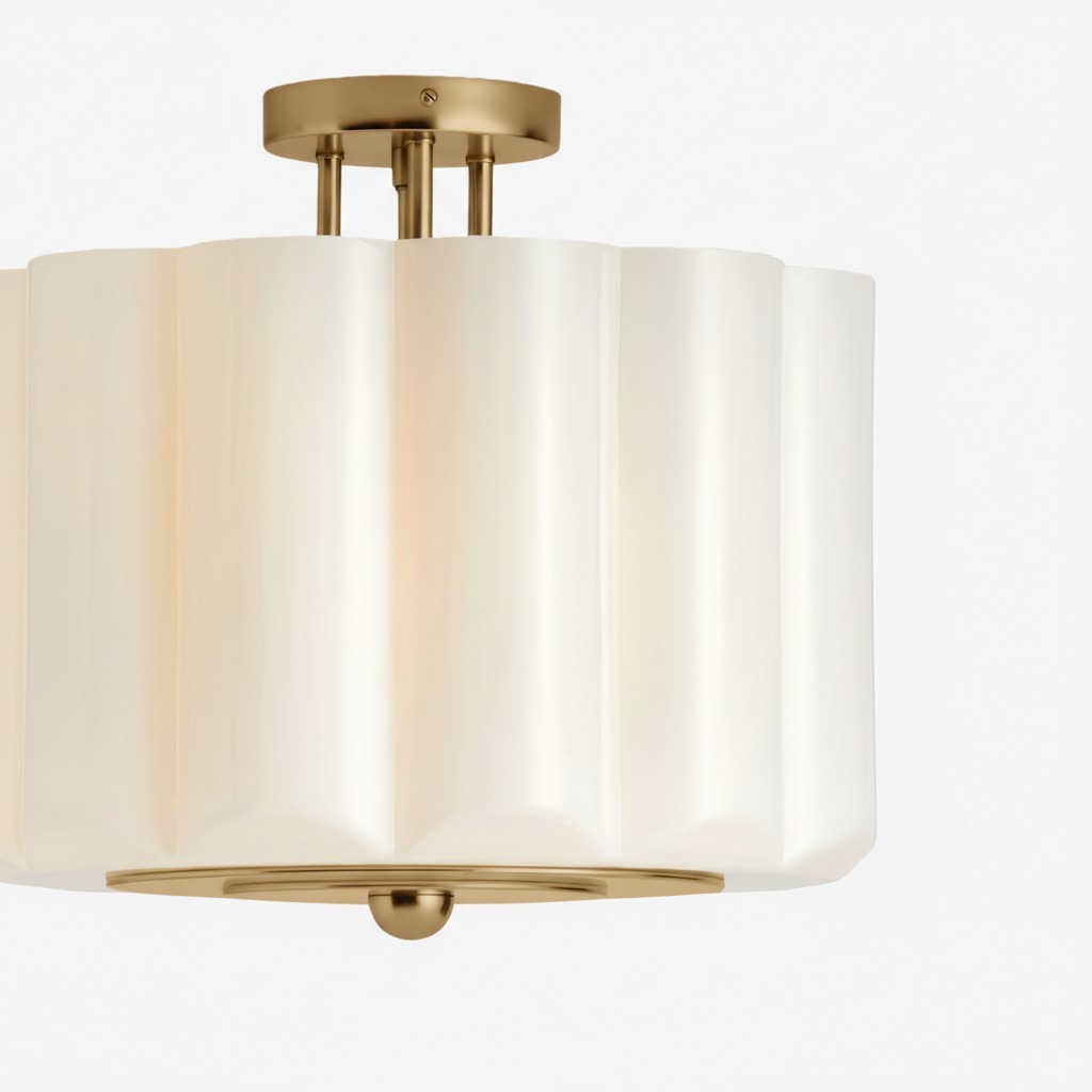 Enoravelo Farmhouse Glass Ceiling Light - Classic Flush Mount Fixture for Lounge K2224